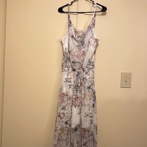 White House Black Market White Floral Pink Maxi Dress